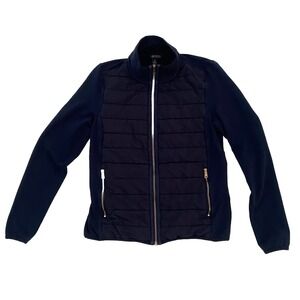 Lauren Ralph Lauren Active Womens S Full Zip Hybrid Quilted Jacket Navy Gold Zip